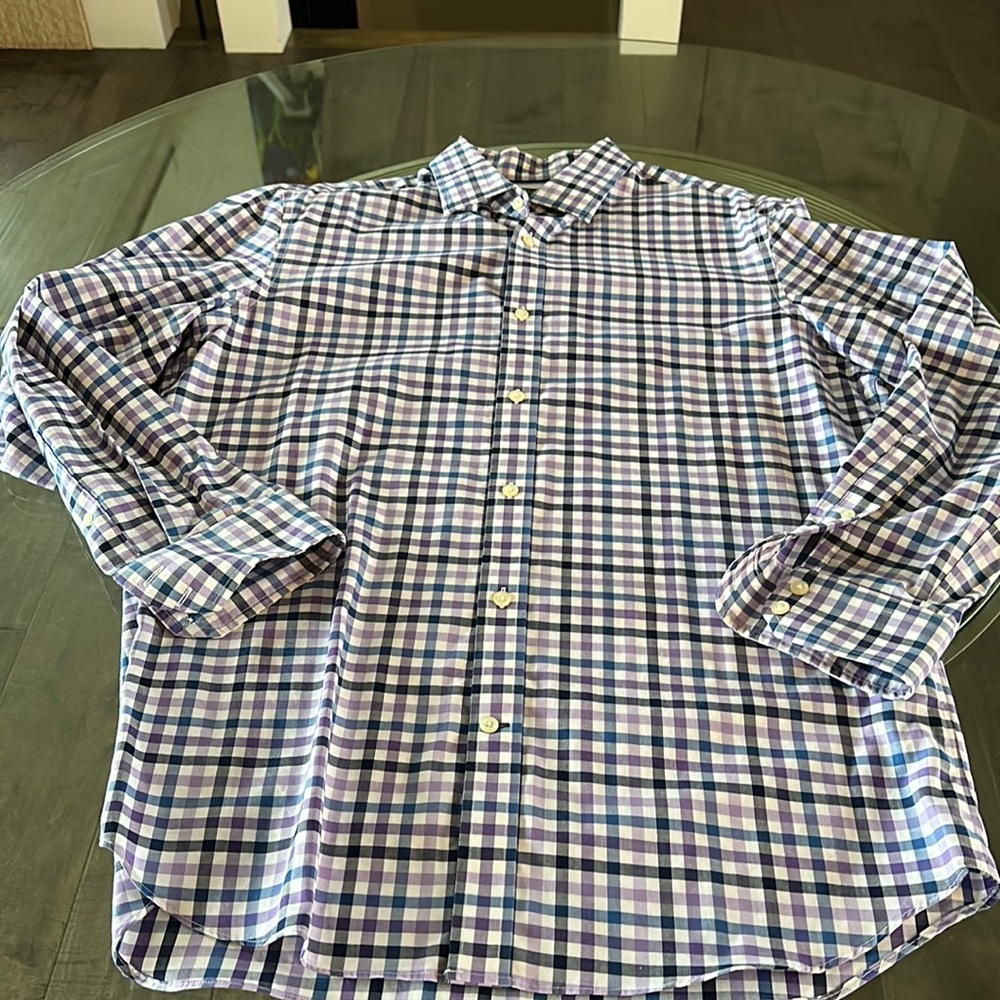 Purple and blue plaid shirt